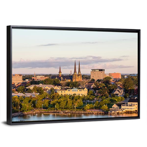 View Of Charlotte Town Canvas Wall Art-5 Horizontal-Gallery Wrap-22" x 12"-Tiaracle