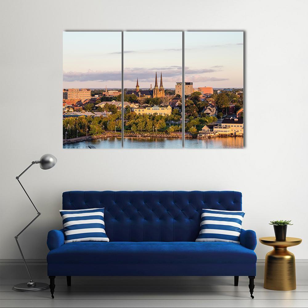 View Of Charlotte Town Canvas Wall Art-3 Horizontal-Gallery Wrap-37" x 24"-Tiaracle