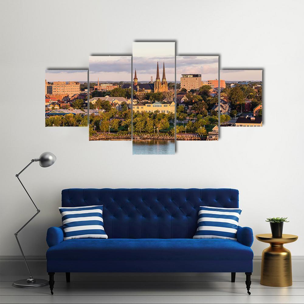 View Of Charlotte Town Canvas Wall Art-3 Horizontal-Gallery Wrap-37" x 24"-Tiaracle