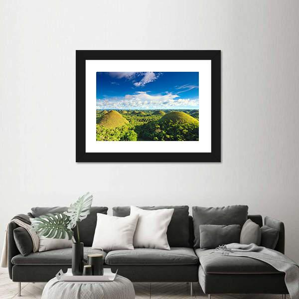 View Of Chocolate Hills Bohol Canvas Wall Art-1 Piece-Framed Print-20" x 16"-Tiaracle