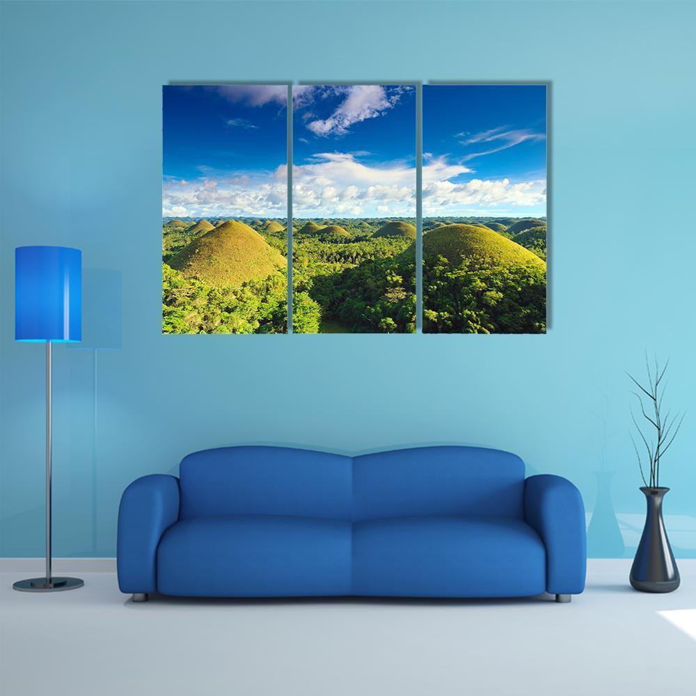 View Of Chocolate Hills Bohol Canvas Wall Art-3 Horizontal-Gallery Wrap-37" x 24"-Tiaracle