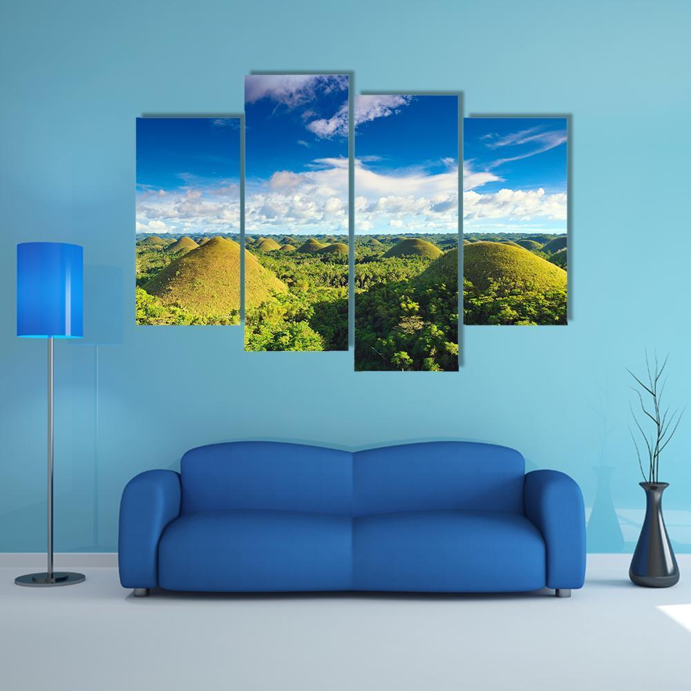 View Of Chocolate Hills Bohol Canvas Wall Art-4 Pop-Gallery Wrap-50" x 32"-Tiaracle