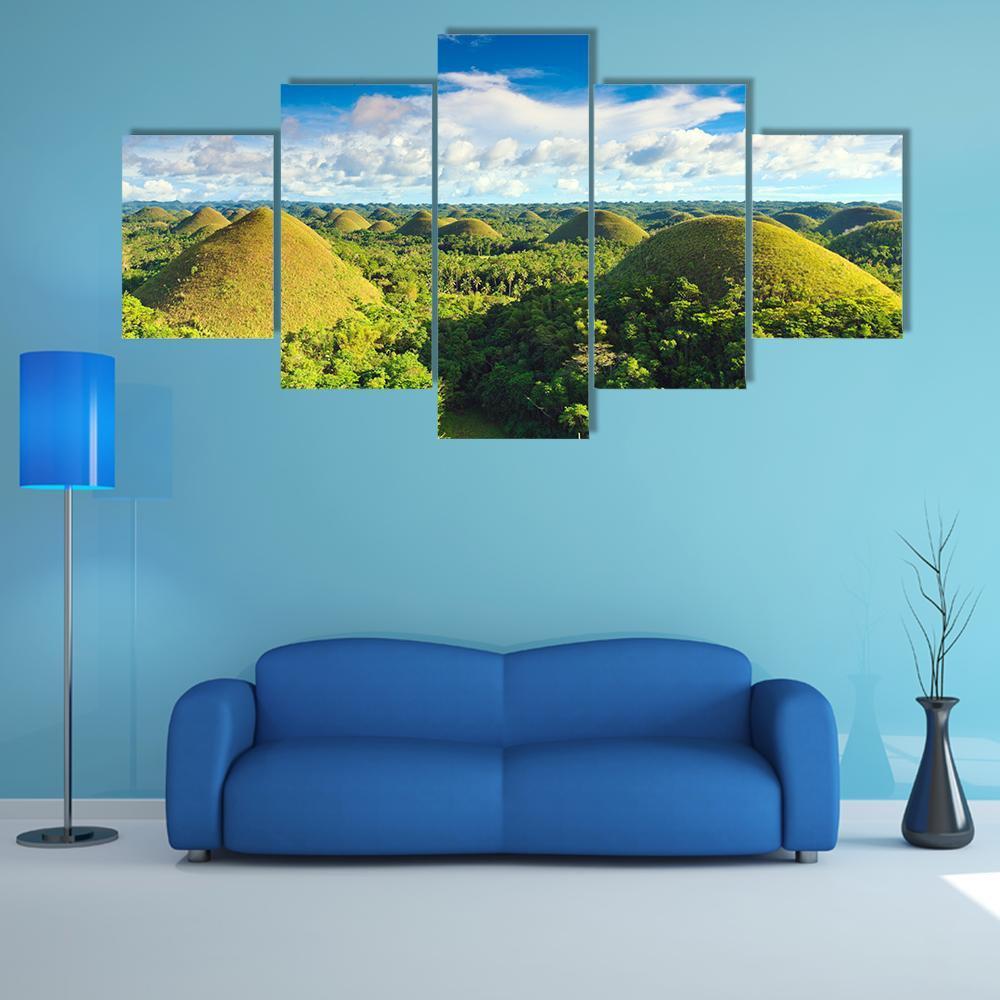 View Of Chocolate Hills Bohol Canvas Wall Art-5 Star-Gallery Wrap-62" x 32"-Tiaracle
