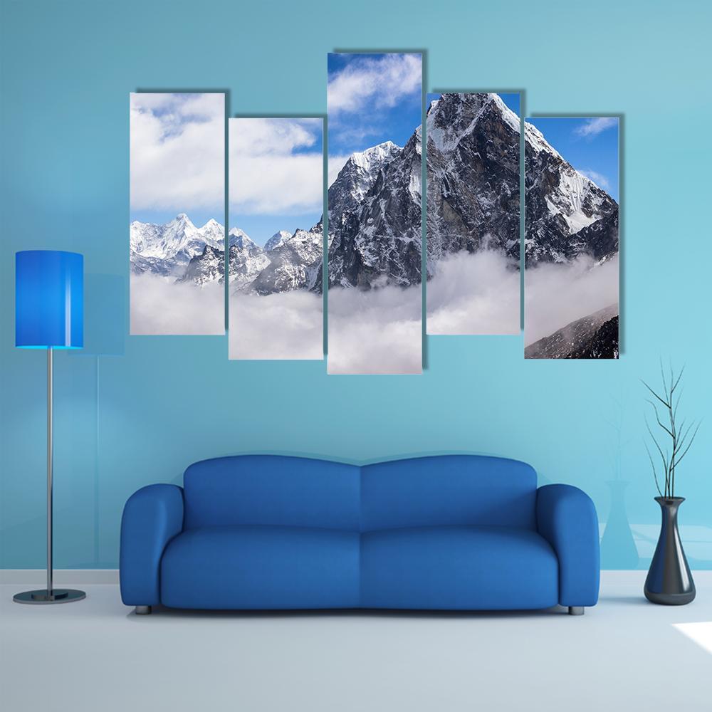 View Of Cholatse Peak Canvas Wall Art-5 Pop-Gallery Wrap-47" x 32"-Tiaracle