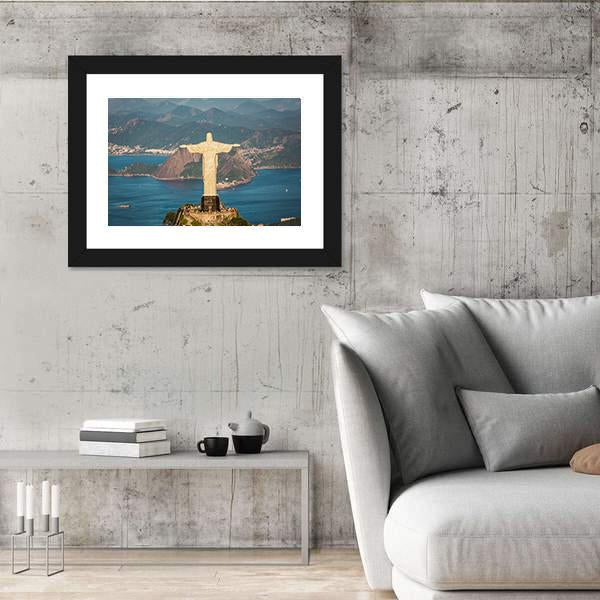 View Of Christ And Botafogo Bay Canvas Wall Art-3 Horizontal-Gallery Wrap-25" x 16"-Tiaracle
