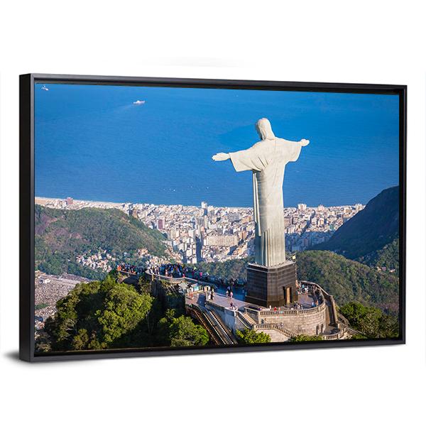 View Of Christ And Botafogo Bay From High Angle Canvas Wall Art-3 Horizontal-Gallery Wrap-25" x 16"-Tiaracle