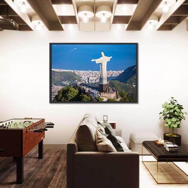 View Of Christ And Botafogo Bay From High Angle Canvas Wall Art-3 Horizontal-Gallery Wrap-25" x 16"-Tiaracle