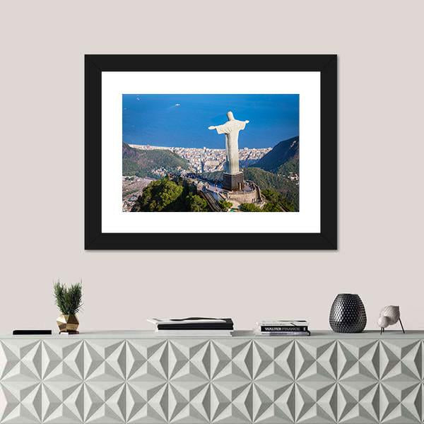 View Of Christ And Botafogo Bay From High Angle Canvas Wall Art-1 Piece-Framed Print-20" x 16"-Tiaracle