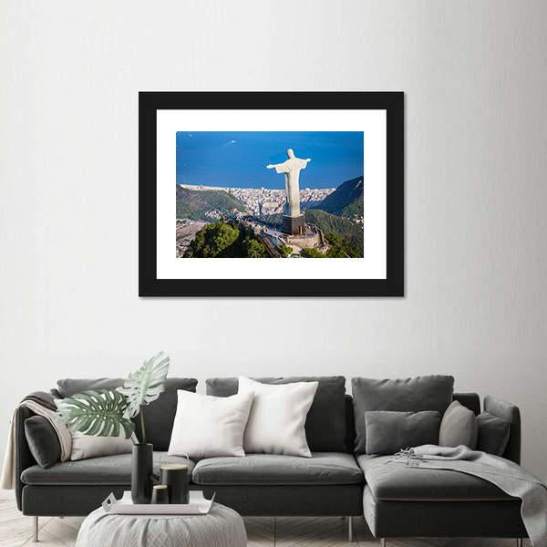 View Of Christ And Botafogo Bay From High Angle Canvas Wall Art-3 Horizontal-Gallery Wrap-25" x 16"-Tiaracle