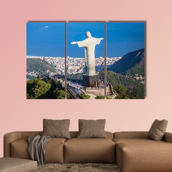 View Of Christ And Botafogo Bay From High Angle Canvas Wall Art-3 Horizontal-Gallery Wrap-25" x 16"-Tiaracle