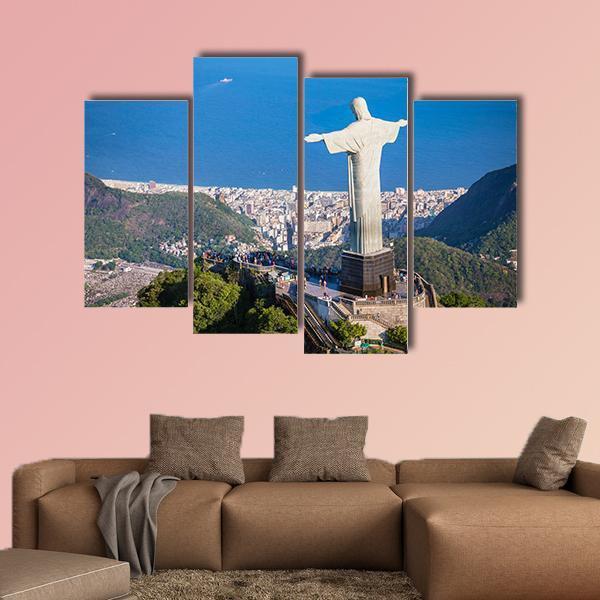 View Of Christ And Botafogo Bay From High Angle Canvas Wall Art-4 Pop-Gallery Wrap-50" x 32"-Tiaracle