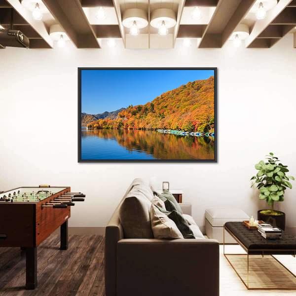View Of Chuzenji Lake In Autumn Canvas Wall Art-3 Horizontal-Gallery Wrap-25" x 16"-Tiaracle