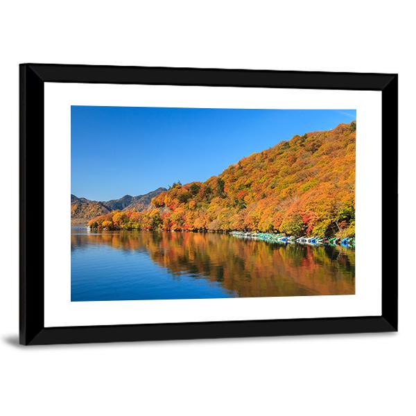 View Of Chuzenji Lake In Autumn Canvas Wall Art-3 Horizontal-Gallery Wrap-25" x 16"-Tiaracle