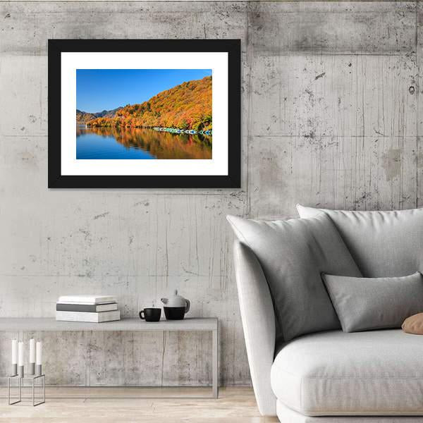 View Of Chuzenji Lake In Autumn Canvas Wall Art-3 Horizontal-Gallery Wrap-25" x 16"-Tiaracle