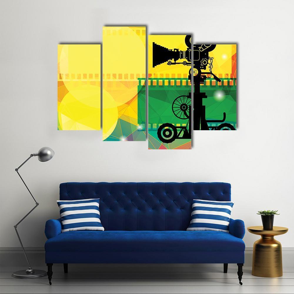 View Of Cinema Abstract Canvas Wall Art-4 Pop-Gallery Wrap-50" x 32"-Tiaracle