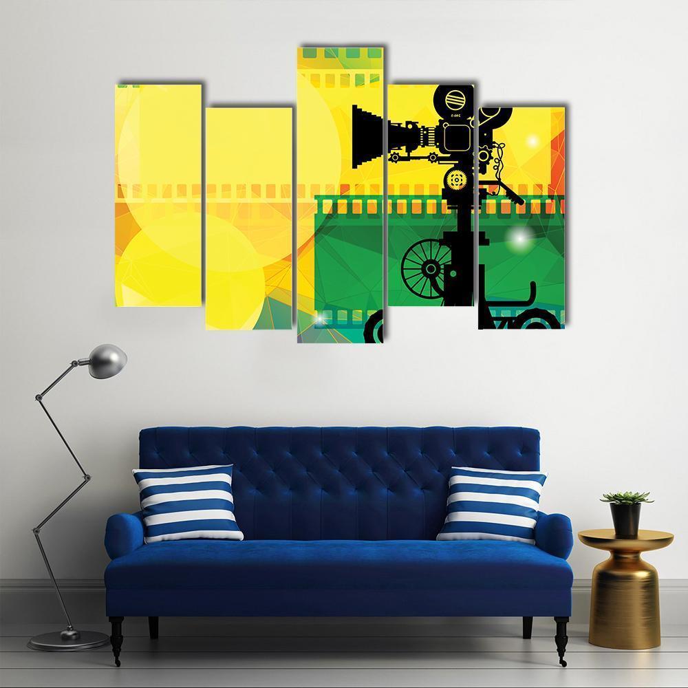 View Of Cinema Abstract Canvas Wall Art-5 Pop-Gallery Wrap-47" x 32"-Tiaracle