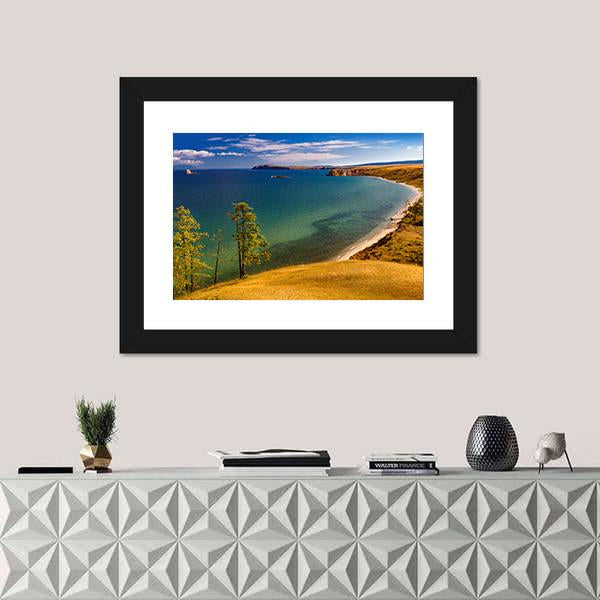 View Of Coast Of Baikal Lake Canvas Wall Art-1 Piece-Framed Print-20" x 16"-Tiaracle