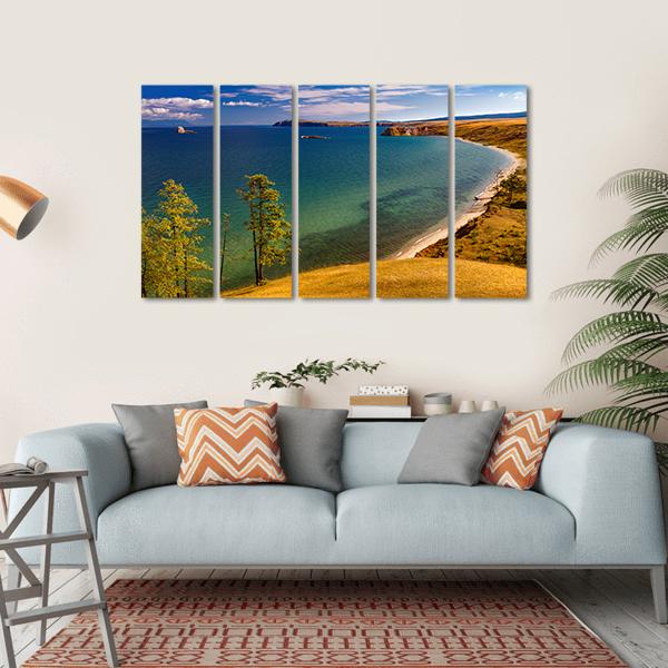 View Of Coast Of Baikal Lake Canvas Wall Art-5 Horizontal-Gallery Wrap-22" x 12"-Tiaracle