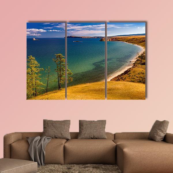 View Of Coast Of Baikal Lake Canvas Wall Art-3 Horizontal-Gallery Wrap-25" x 16"-Tiaracle