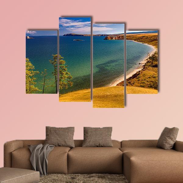 View Of Coast Of Baikal Lake Canvas Wall Art-4 Pop-Gallery Wrap-50" x 32"-Tiaracle