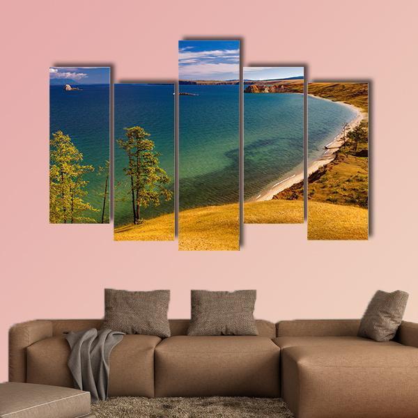 View Of Coast Of Baikal Lake Canvas Wall Art-5 Pop-Gallery Wrap-47" x 32"-Tiaracle
