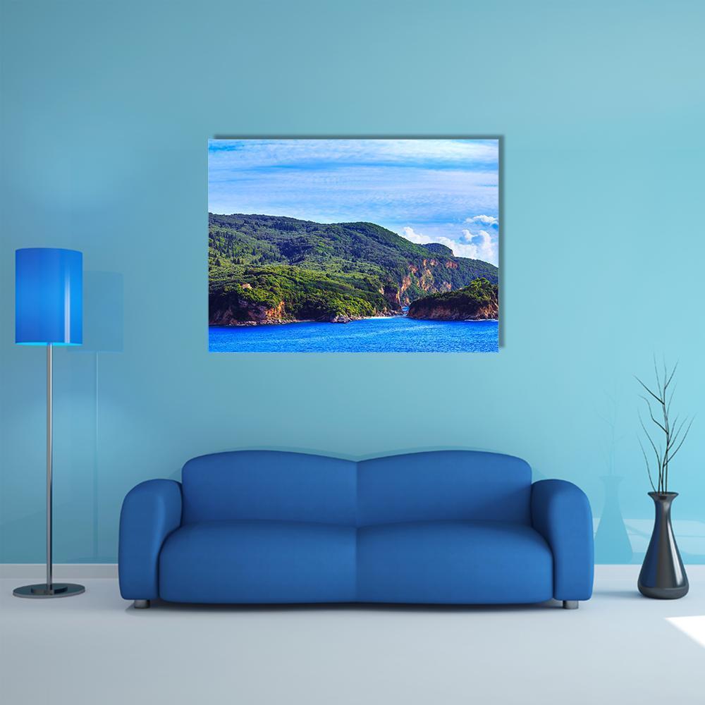 View Of Coastline Into Sea Bays Canvas Wall Art-1 Piece-Gallery Wrap-48" x 32"-Tiaracle