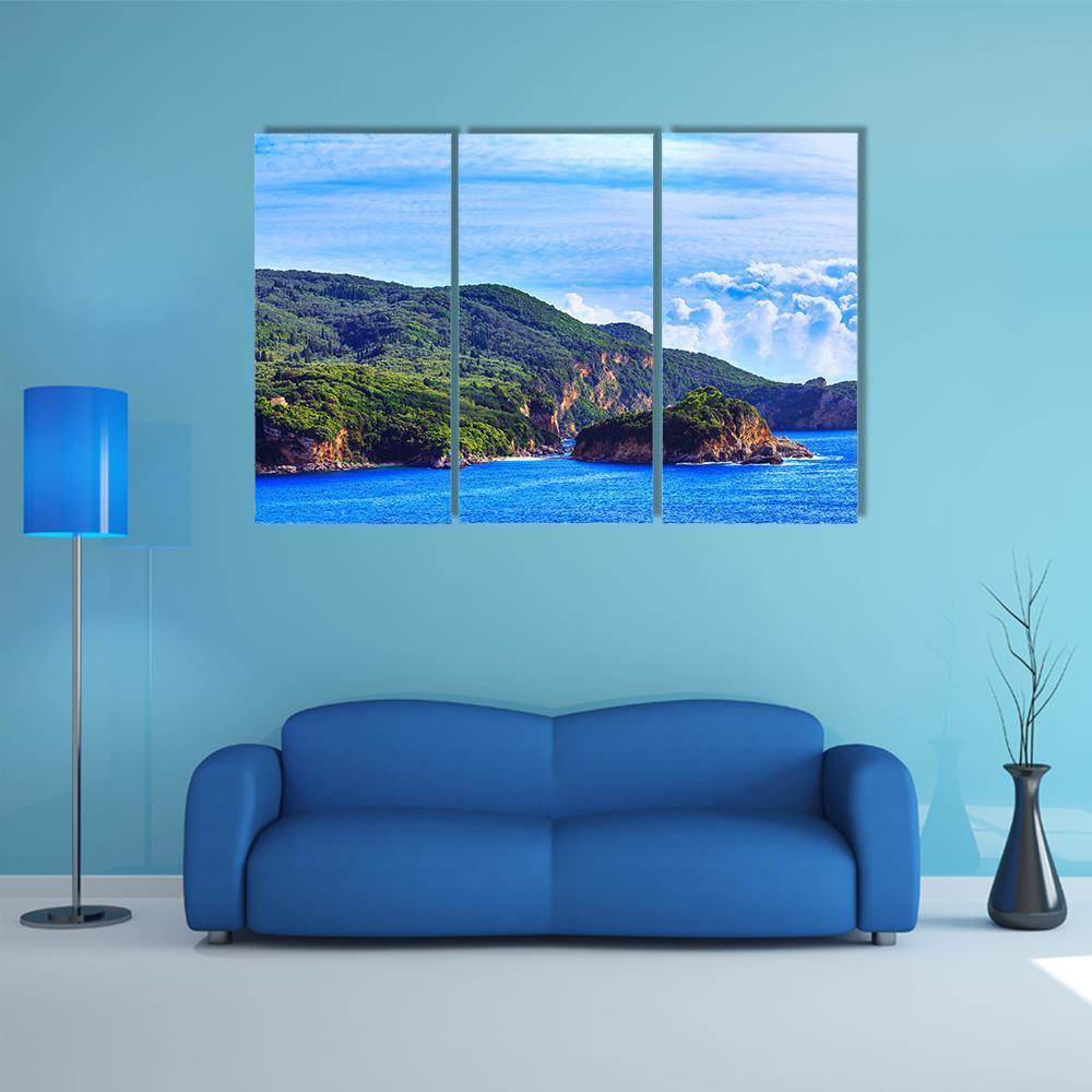 View Of Coastline Into Sea Bays Canvas Wall Art-3 Horizontal-Gallery Wrap-37" x 24"-Tiaracle
