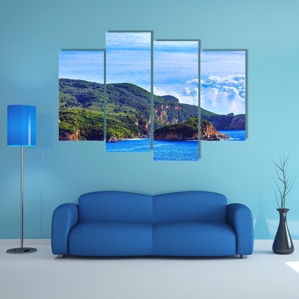 View Of Coastline Into Sea Bays Canvas Wall Art-4 Pop-Gallery Wrap-50" x 32"-Tiaracle