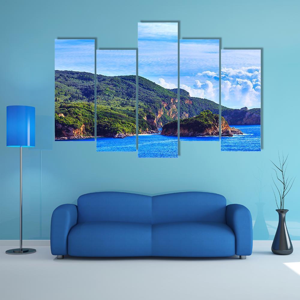 View Of Coastline Into Sea Bays Canvas Wall Art-5 Pop-Gallery Wrap-47" x 32"-Tiaracle