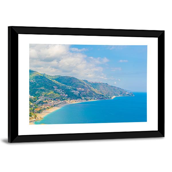 View Of Coastline Near Sicilian City Canvas Wall Art-3 Horizontal-Gallery Wrap-25&quot; x 16&quot;-Tiaracle