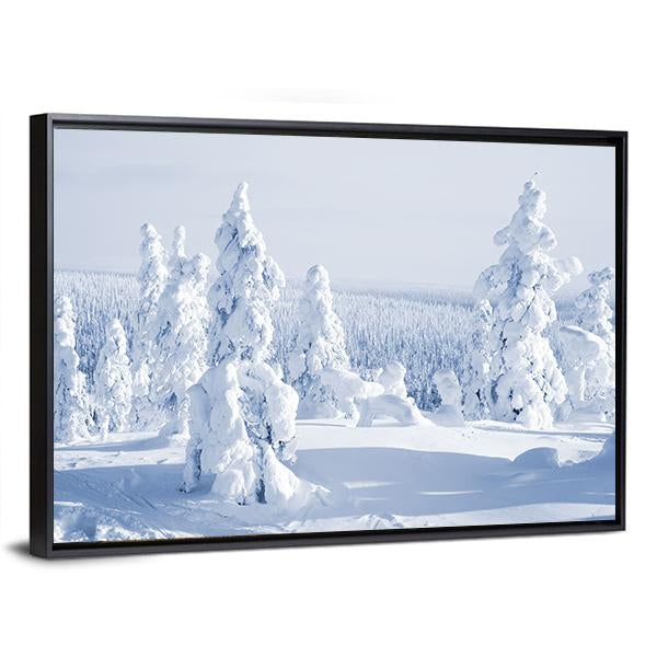 View Of Cold Winter With Lot Of Snow Canvas Wall Art-3 Horizontal-Gallery Wrap-25" x 16"-Tiaracle