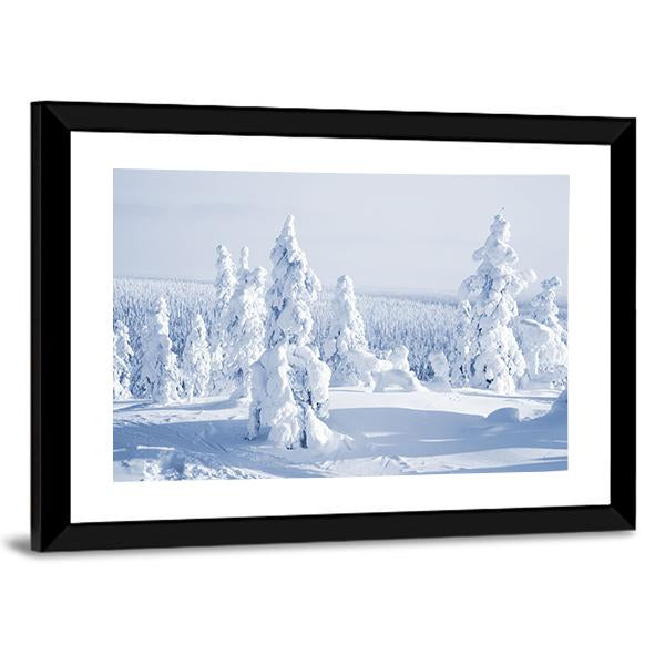 View Of Cold Winter With Lot Of Snow Canvas Wall Art-3 Horizontal-Gallery Wrap-25" x 16"-Tiaracle