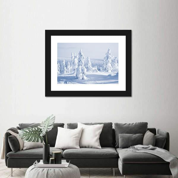View Of Cold Winter With Lot Of Snow Canvas Wall Art-3 Horizontal-Gallery Wrap-25" x 16"-Tiaracle