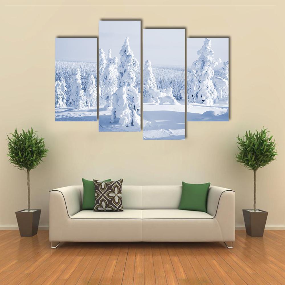 View Of Cold Winter With Lot Of Snow Canvas Wall Art-4 Pop-Gallery Wrap-50" x 32"-Tiaracle