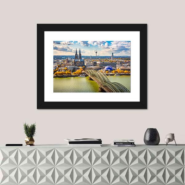 View Of Cologne In Germany Canvas Wall Art-1 Piece-Framed Print-30" x 20"-Tiaracle