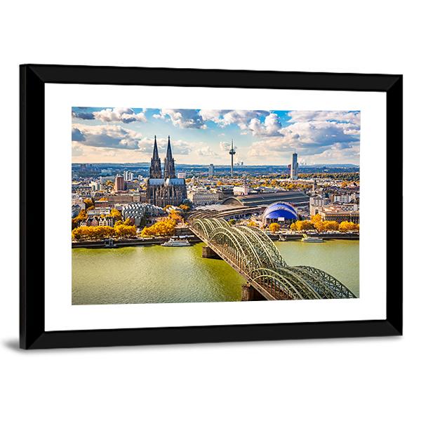 View Of Cologne In Germany Canvas Wall Art-3 Horizontal-Gallery Wrap-25" x 16"-Tiaracle