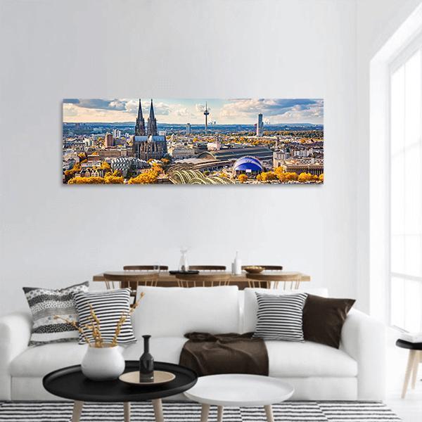 View Of Cologne In Germany Panoramic Canvas Wall Art-1 Piece-36" x 12"-Tiaracle