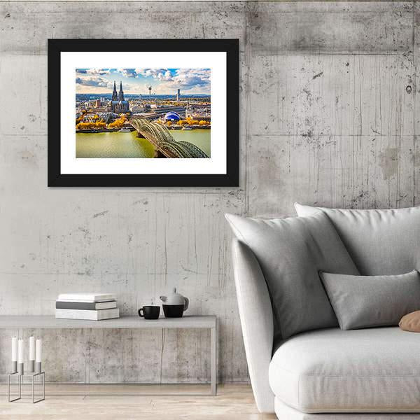 View Of Cologne In Germany Panoramic Canvas Wall Art-1 Piece-36" x 12"-Tiaracle
