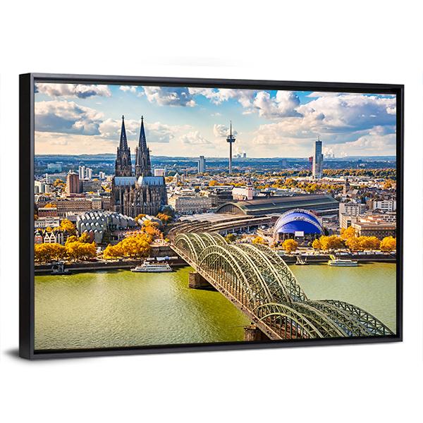 View Of Cologne In Germany Panoramic Canvas Wall Art-1 Piece-36" x 12"-Tiaracle