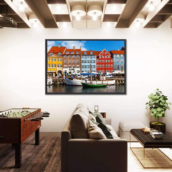 View Of Color Buildings Of Nyhavn Canvas Wall Art-3 Horizontal-Gallery Wrap-25" x 16"-Tiaracle