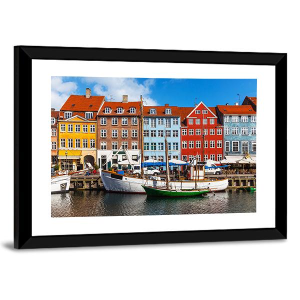 View Of Color Buildings Of Nyhavn Canvas Wall Art-3 Horizontal-Gallery Wrap-25" x 16"-Tiaracle