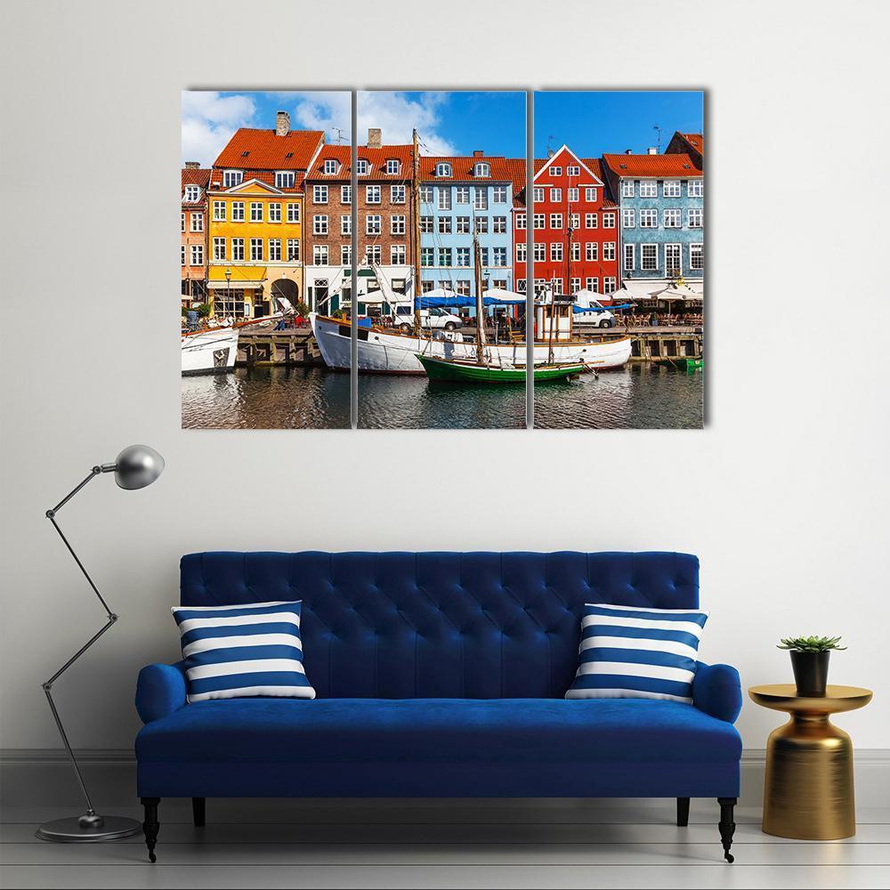 View Of Color Buildings Of Nyhavn Canvas Wall Art-3 Horizontal-Gallery Wrap-37" x 24"-Tiaracle