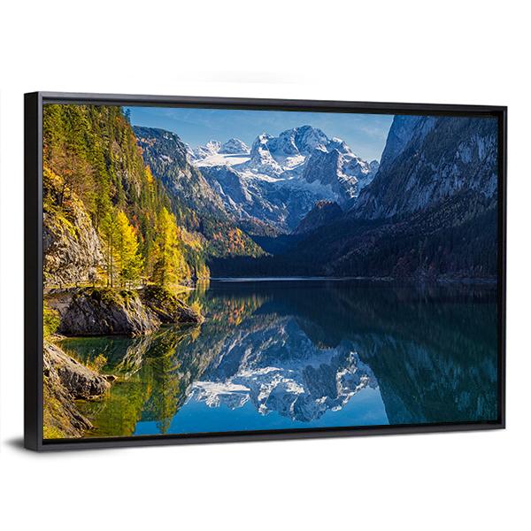 View Of Colorful Autumn Mountain In Austria Canvas Wall Art-3 Horizontal-Gallery Wrap-25" x 16"-Tiaracle