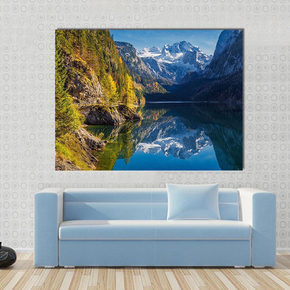 View Of Colorful Autumn Mountain In Austria Canvas Wall Art-1 Piece-Gallery Wrap-48" x 32"-Tiaracle