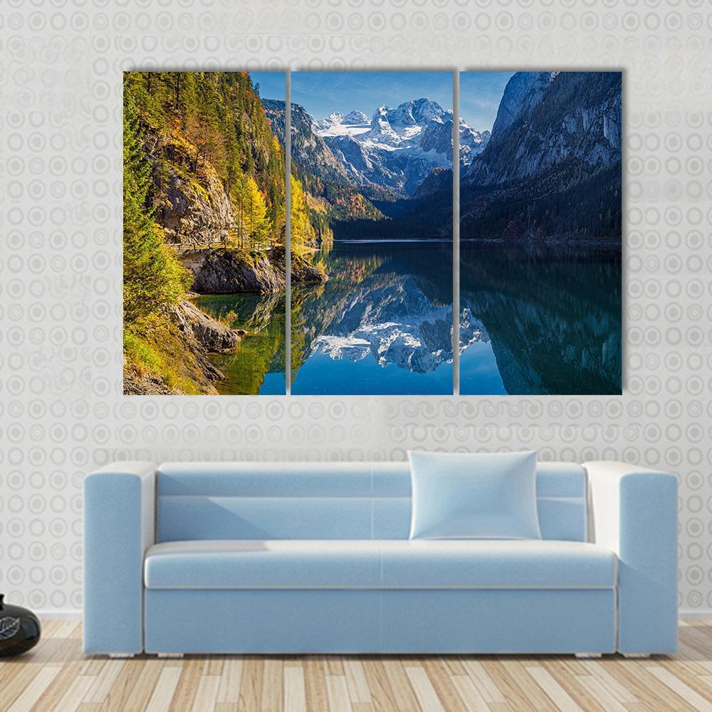 View Of Colorful Autumn Mountain In Austria Canvas Wall Art-3 Horizontal-Gallery Wrap-37" x 24"-Tiaracle