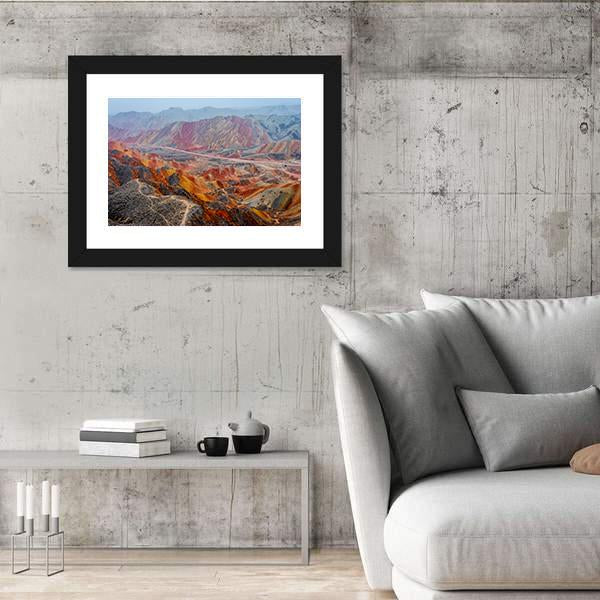 View Of Colorful Rainbow Mountains At Zhangye In China Canvas Wall Art-3 Horizontal-Gallery Wrap-25" x 16"-Tiaracle
