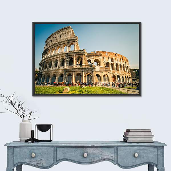 View Of Colosseum In Rome Canvas Wall Art-1 Piece-Floating Frame-24" x 16"-Tiaracle