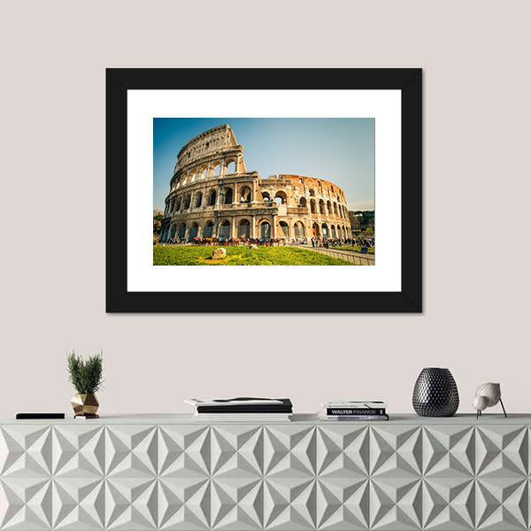 View Of Colosseum In Rome Canvas Wall Art-1 Piece-Framed Print-20" x 16"-Tiaracle