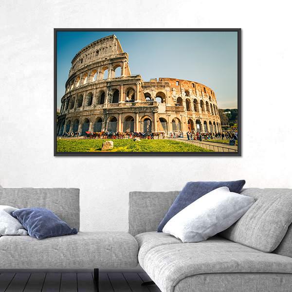 View Of Colosseum In Rome Canvas Wall Art-3 Horizontal-Gallery Wrap-25" x 16"-Tiaracle
