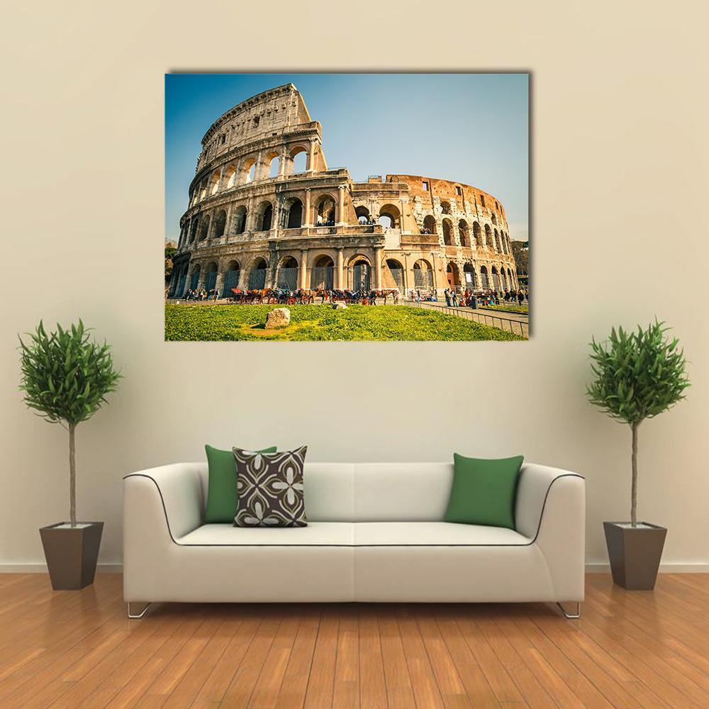 View Of Colosseum In Rome Canvas Wall Art-1 Piece-Gallery Wrap-48" x 32"-Tiaracle